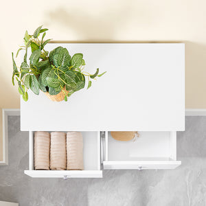 SoBuy Mobiletto bagno con portabiancheria - Mobile bagno salvaspazio con 2 cassetti e 2 sacchi estraibili - Mobiletto lavanderia per ingresso o cucina in Legna, Bianco, 78 x 38 x 90 cm, BZR33-II-W