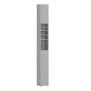 Armadio Colonna bagno, Mobile bagno alto con 2 Ante e 1 cassetto altezza: 180 cm Grigio BZR34-HG