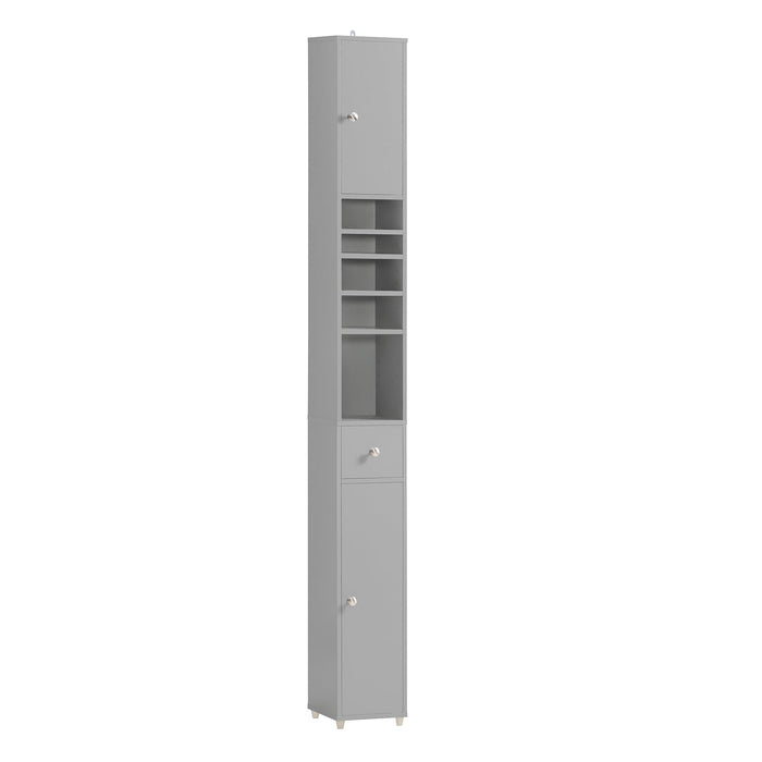 Armadio Colonna bagno, Mobile bagno alto con 2 Ante e 1 cassetto altezza: 180 cm Grigio BZR34-HG