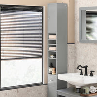 Armadio Colonna bagno, Mobile bagno alto con 2 Ante e 1 cassetto altezza: 180 cm Grigio BZR34-HG