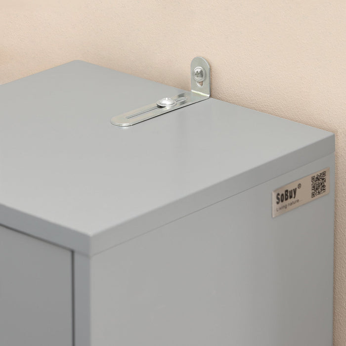 Armadio Colonna bagno, Mobile bagno alto con 2 Ante e 1 cassetto altezza: 180 cm Grigio BZR34-HG