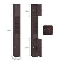 SoBuy BZR34-II-BR Colonna Bagno Stretta - Mobile Bagno Idrorepellente, Alto con Ripiani Regolabili e Cassetto - Armadietto Salvaspazio, MDF, Marrone scuro, 20x180x20cm