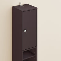 SoBuy BZR34-II-BR Colonna Bagno Stretta - Mobile Bagno Idrorepellente, Alto con Ripiani Regolabili e Cassetto - Armadietto Salvaspazio, MDF, Marrone scuro, 20x180x20cm