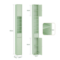 SoBuy Colonna Bagno Stretta – Mobile Bagno Idrorepellente, Alto con Ripiani Regolabili e Cassetto – Armadietto Salvaspazio, MDF, Verde Chiaro, 20x180x20cm, BZR34-II-GR