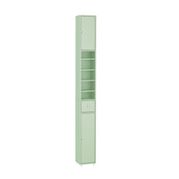 SoBuy Colonna Bagno Stretta – Mobile Bagno Idrorepellente, Alto con Ripiani Regolabili e Cassetto – Armadietto Salvaspazio, MDF, Verde Chiaro, 20x180x20cm, BZR34-II-GR