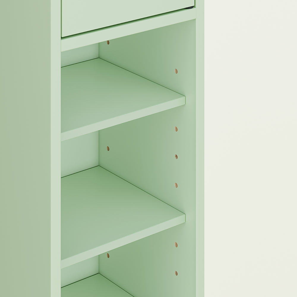 SoBuy Colonna Bagno Stretta – Mobile Bagno Idrorepellente, Alto con Ripiani Regolabili e Cassetto – Armadietto Salvaspazio, MDF, Verde Chiaro, 20x180x20cm, BZR34-II-GR