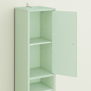 SoBuy Colonna Bagno Stretta – Mobile Bagno Idrorepellente, Alto con Ripiani Regolabili e Cassetto – Armadietto Salvaspazio, MDF, Verde Chiaro, 20x180x20cm, BZR34-II-GR