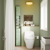 SoBuy Colonna Bagno Stretta – Mobile Bagno Idrorepellente, Alto con Ripiani Regolabili e Cassetto – Armadietto Salvaspazio, MDF, Verde Chiaro, 20x180x20cm, BZR34-II-GR