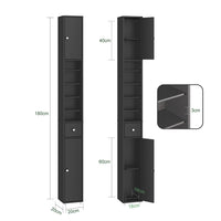 SoBuy BZR34-II-SCH Colonna Bagno Stretta - Mobile Bagno Idrorepellente, Alto con Ripiani Regolabili e Cassetto - Armadietto Salvaspazio, MDF, Nero, 20x180x20cm