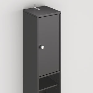 SoBuy BZR34-II-SCH Colonna Bagno Stretta - Mobile Bagno Idrorepellente, Alto con Ripiani Regolabili e Cassetto - Armadietto Salvaspazio, MDF, Nero, 20x180x20cm
