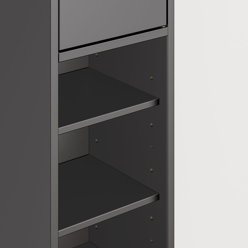 SoBuy BZR34-II-SCH Colonna Bagno Stretta - Mobile Bagno Idrorepellente, Alto con Ripiani Regolabili e Cassetto - Armadietto Salvaspazio, MDF, Nero, 20x180x20cm