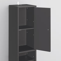 SoBuy BZR34-II-SCH Colonna Bagno Stretta - Mobile Bagno Idrorepellente, Alto con Ripiani Regolabili e Cassetto - Armadietto Salvaspazio, MDF, Nero, 20x180x20cm