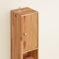 SoBuy Mobile Bagno Stretta – Colonna Bagno Idrorepellente, Alto con Ripiani Regolabili e Cassetto – Armadietto Salvaspazio, Legno massello, Colore legno, 20x180x20cm, BZR34-II-SH