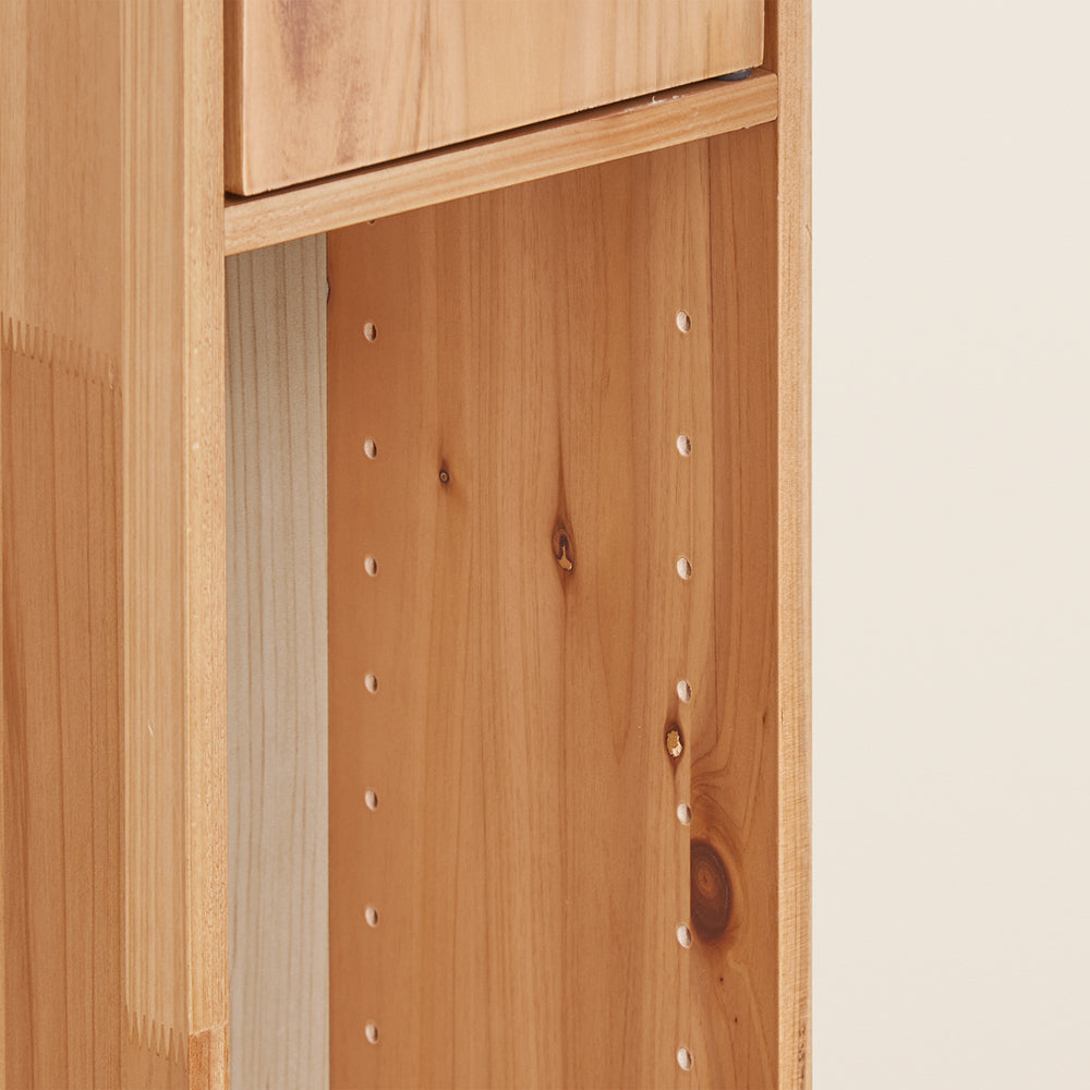 SoBuy Mobile Bagno Stretta – Colonna Bagno Idrorepellente, Alto con Ripiani Regolabili e Cassetto – Armadietto Salvaspazio, Legno massello, Colore legno, 20x180x20cm, BZR34-II-SH