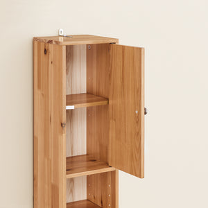 SoBuy Mobile Bagno Stretta – Colonna Bagno Idrorepellente, Alto con Ripiani Regolabili e Cassetto – Armadietto Salvaspazio, Legno massello, Colore legno, 20x180x20cm, BZR34-II-SH