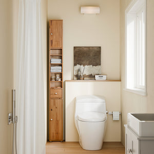 SoBuy Mobile Bagno Stretta – Colonna Bagno Idrorepellente, Alto con Ripiani Regolabili e Cassetto – Armadietto Salvaspazio, Legno massello, Colore legno, 20x180x20cm, BZR34-II-SH