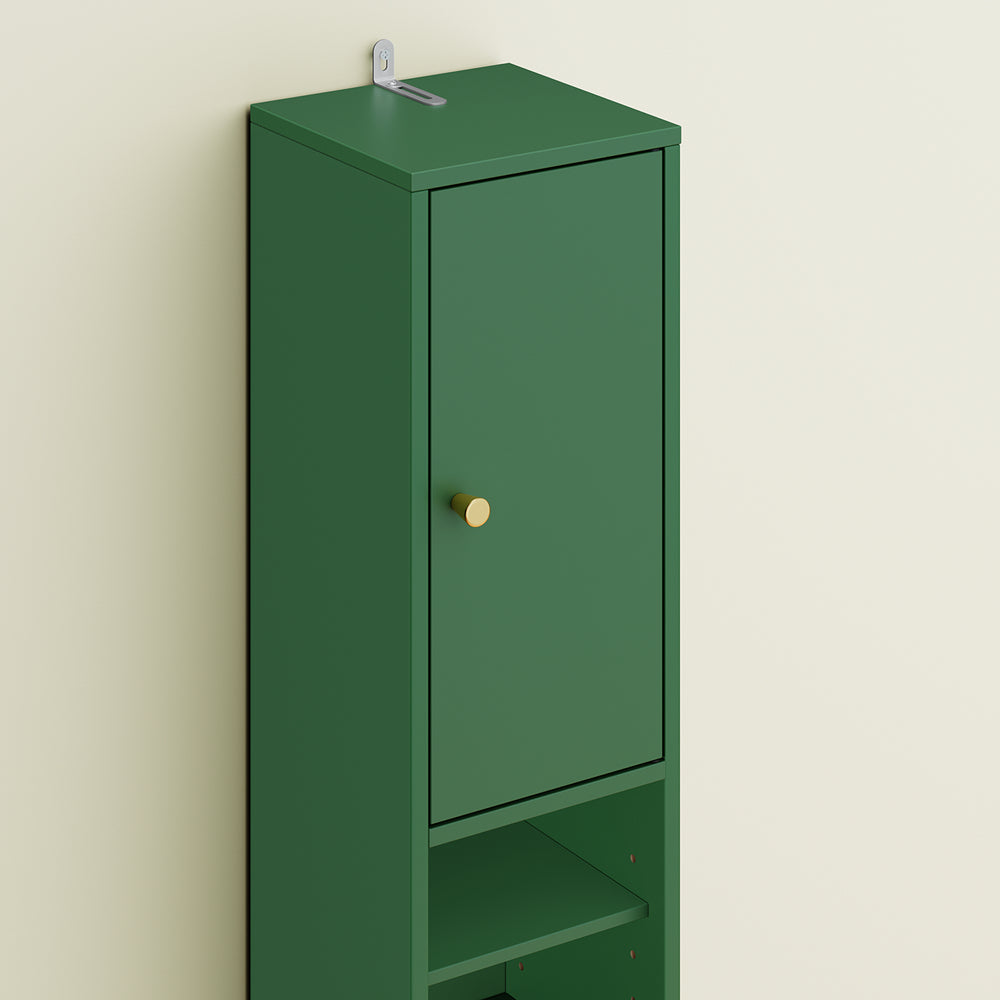 SoBuy Mobile Bagno Stretta – Colonna Bagno Idrorepellente, Alto con Ripiani Regolabili e Cassetto – Armadietto Salvaspazio, MDF Verde Scuro, 20x180x20cm, BZR34-II-SY