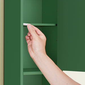 SoBuy Mobile Bagno Stretta – Colonna Bagno Idrorepellente, Alto con Ripiani Regolabili e Cassetto – Armadietto Salvaspazio, MDF Verde Scuro, 20x180x20cm, BZR34-II-SY