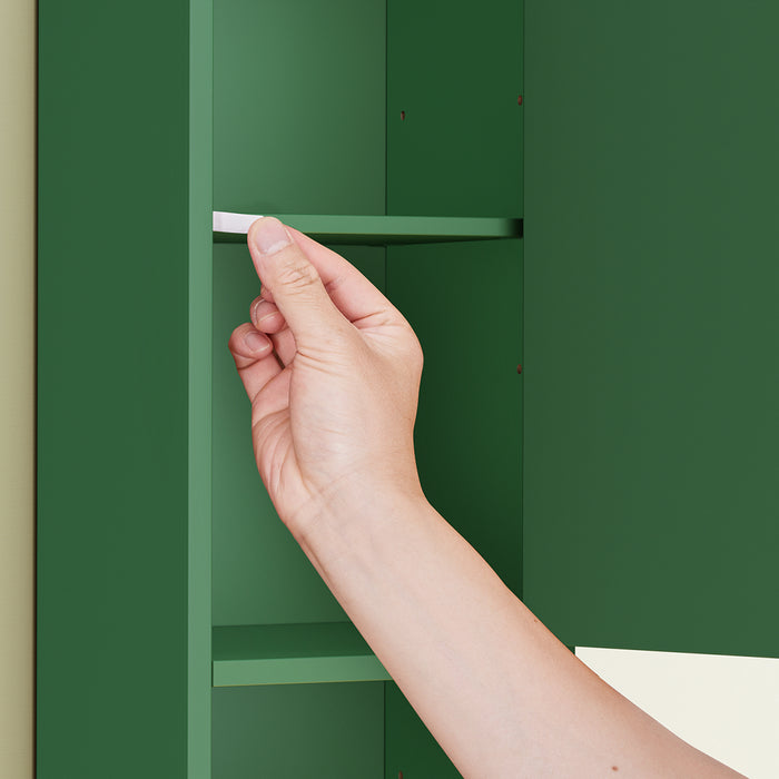 SoBuy Mobile Bagno Stretta – Colonna Bagno Idrorepellente, Alto con Ripiani Regolabili e Cassetto – Armadietto Salvaspazio, MDF Verde Scuro, 20x180x20cm, BZR34-II-SY