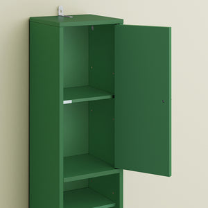 SoBuy Mobile Bagno Stretta – Colonna Bagno Idrorepellente, Alto con Ripiani Regolabili e Cassetto – Armadietto Salvaspazio, MDF Verde Scuro, 20x180x20cm, BZR34-II-SY
