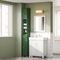 SoBuy Mobile Bagno Stretta – Colonna Bagno Idrorepellente, Alto con Ripiani Regolabili e Cassetto – Armadietto Salvaspazio, MDF Verde Scuro, 20x180x20cm, BZR34-II-SY