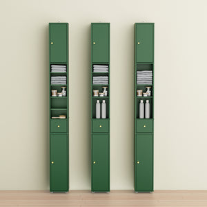 SoBuy Mobile Bagno Stretta – Colonna Bagno Idrorepellente, Alto con Ripiani Regolabili e Cassetto – Armadietto Salvaspazio, MDF Verde Scuro, 20x180x20cm, BZR34-II-SY