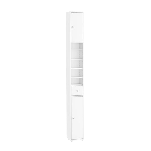 SoBuy BZR34-II-W Colonna Bagno Stretta - Mobile Bagno Idrorepellente, Alto con Ripiani Regolabili e Cassetto - Armadietto Salvaspazio, MDF, Bianco, 20x180x20c