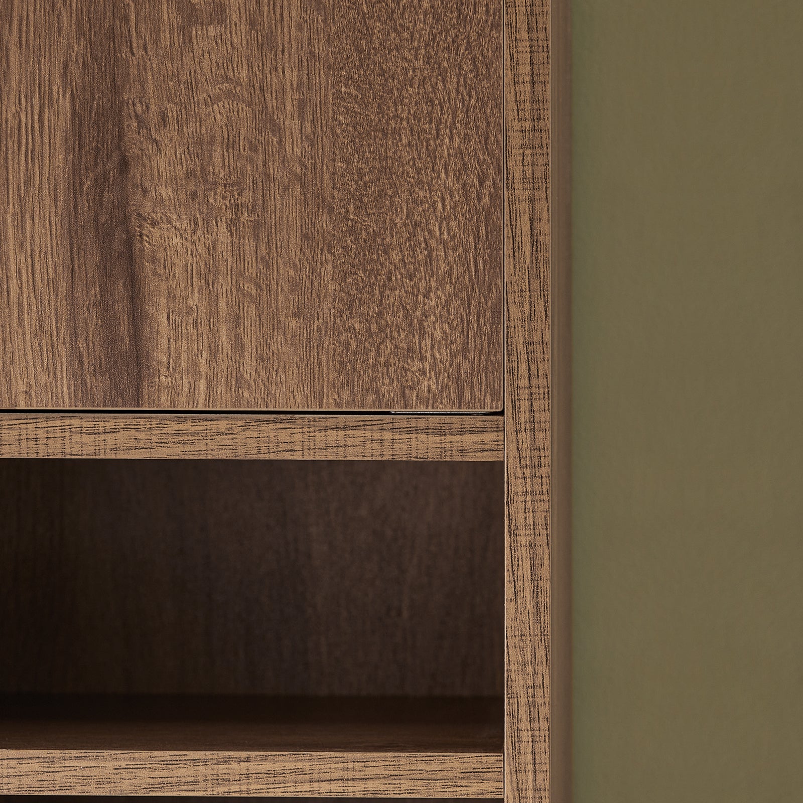 Armadio Colonna bagno, Mobile bagno alto con 2 Ante e 1 cassetto altezza: 180 cm Marrone BZR34-PF