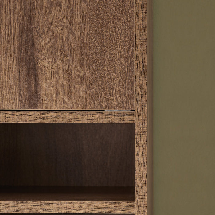 Armadio Colonna bagno, Mobile bagno alto con 2 Ante e 1 cassetto altezza: 180 cm Marrone BZR34-PF