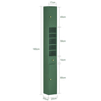 Armadio Colonna bagno, Mobile bagno alto con 2 Ante e 1 cassetto altezza: 180 cm Verde BZR34-SY