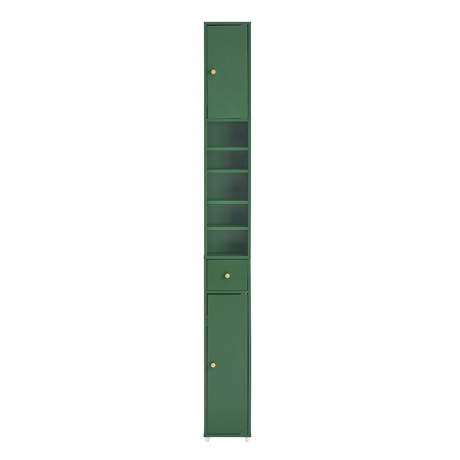 Armadio Colonna bagno, Mobile bagno alto con 2 Ante e 1 cassetto altezza: 180 cm Verde BZR34-SY