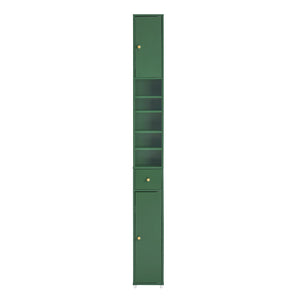 Armadio Colonna bagno, Mobile bagno alto con 2 Ante e 1 cassetto altezza: 180 cm Verde BZR34-SY