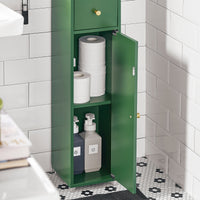 Armadio Colonna bagno, Mobile bagno alto con 2 Ante e 1 cassetto altezza: 180 cm Verde BZR34-SY
