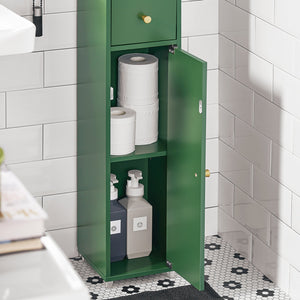 Armadio Colonna bagno, Mobile bagno alto con 2 Ante e 1 cassetto altezza: 180 cm Verde BZR34-SY