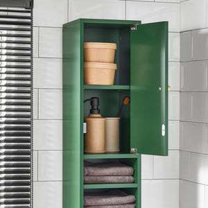 Armadio Colonna bagno, Mobile bagno alto con 2 Ante e 1 cassetto altezza: 180 cm Verde BZR34-SY