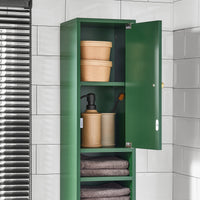 Armadio Colonna bagno, Mobile bagno alto con 2 Ante e 1 cassetto altezza: 180 cm Verde BZR34-SY