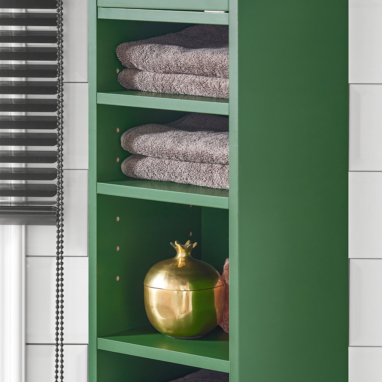 Armadio Colonna bagno, Mobile bagno alto con 2 Ante e 1 cassetto altezza: 180 cm Verde BZR34-SY