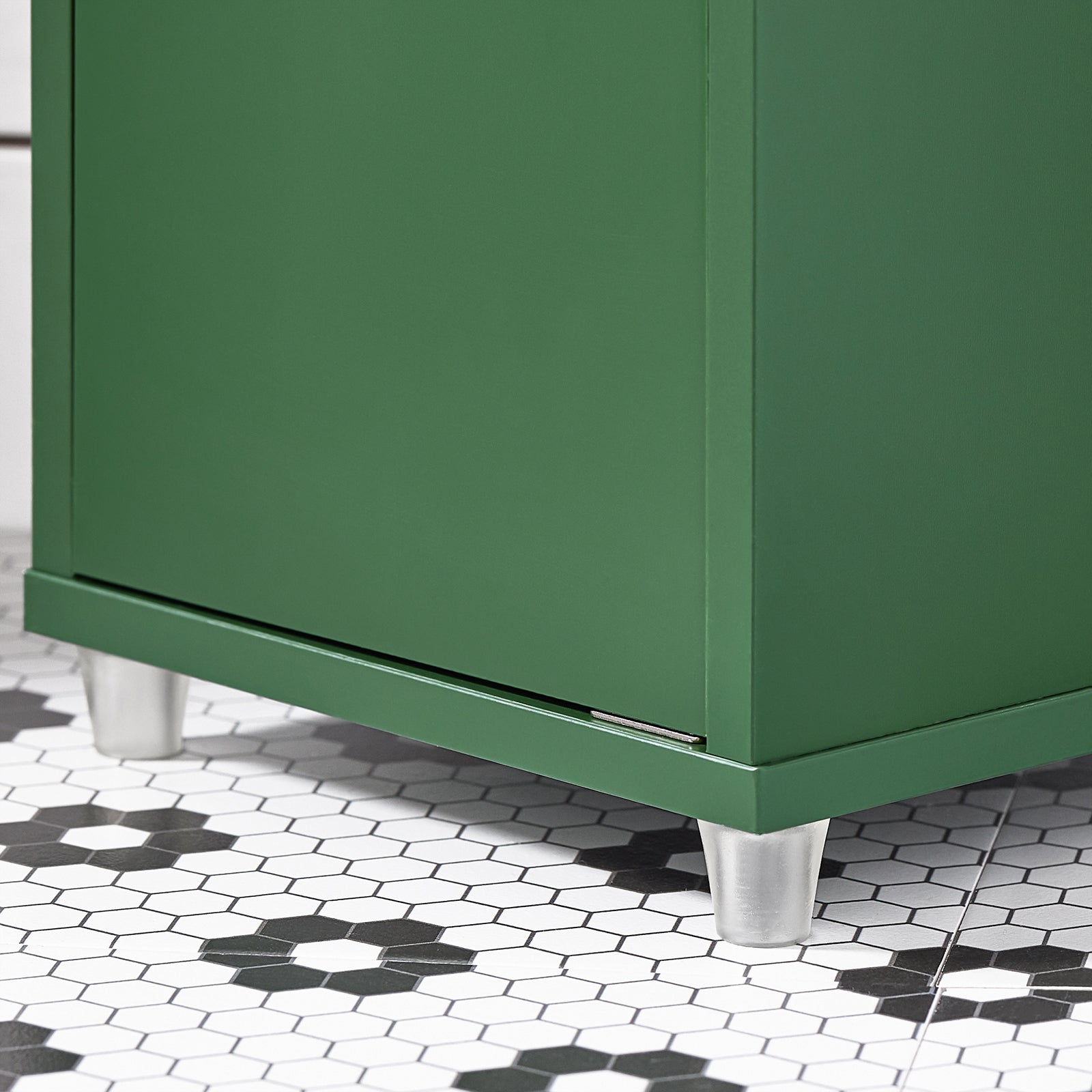 Armadio Colonna bagno, Mobile bagno alto con 2 Ante e 1 cassetto altezza: 180 cm Verde BZR34-SY