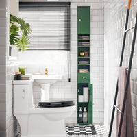 Armadio Colonna bagno, Mobile bagno alto con 2 Ante e 1 cassetto altezza: 180 cm Verde BZR34-SY