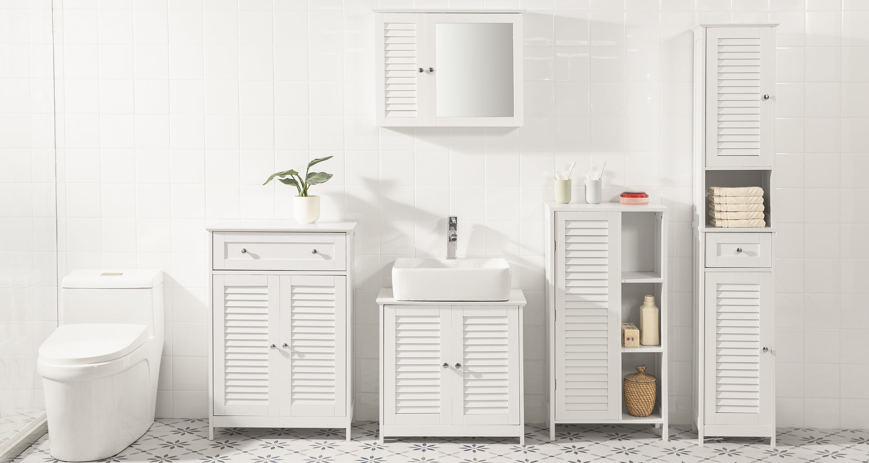 Armadietto pensile per Bagno o Cucina Mobiletto Bagno Pensile Bagno Pensile Cucina Mobilletto Bagno Parete Bianco BZR55-W