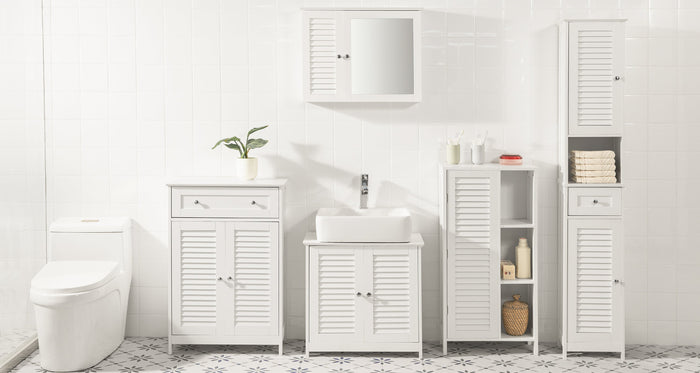 Armadietto pensile per Bagno o Cucina Mobiletto Bagno Pensile Bagno Pensile Cucina Mobilletto Bagno Parete Bianco BZR55-W