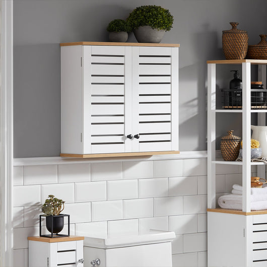 Pensile Bagno Pensile Cucina Armadietto Bagno Armadietto 2 Ripiani Montabile a Parete BZR42-W