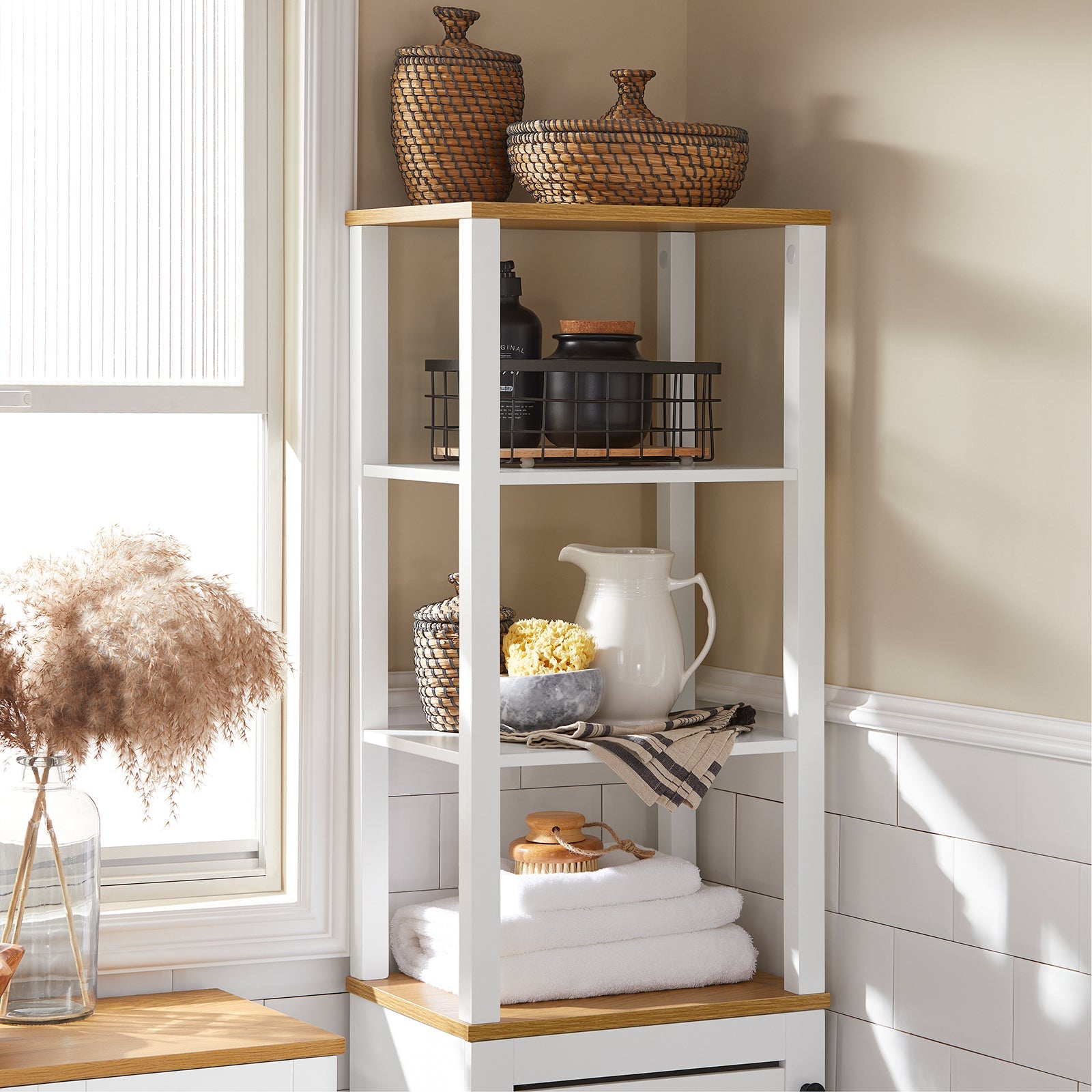 Mobile Alto Colonna Bagno Salvasapzio Mobile Bagno Mobiletto Cucina Armadio Bagno BZR43-W