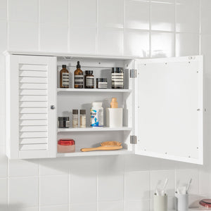 Armadietto pensile per Bagno o Cucina Mobiletto Bagno Pensile Bagno Pensile Cucina Mobilletto Bagno Parete Bianco BZR55-W