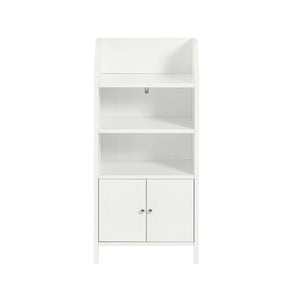 Mobiletto da bagno Armadietti autoportante con 3 Ripiani e 2 Ante, Mobiletto portaoggetti Bianco 41x36x86 cm, BZR56-W