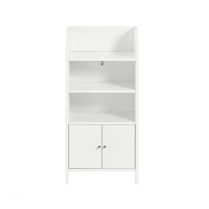 Mobiletto da bagno Armadietti autoportante con 3 Ripiani e 2 Ante, Mobiletto portaoggetti Bianco 41x36x86 cm, BZR56-W