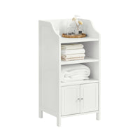 Mobiletto da bagno Armadietti autoportante con 3 Ripiani e 2 Ante, Mobiletto portaoggetti Bianco 41x36x86 cm, BZR56-W