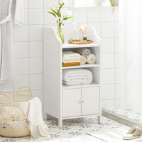 Mobiletto da bagno Armadietti autoportante con 3 Ripiani e 2 Ante, Mobiletto portaoggetti Bianco 41x36x86 cm, BZR56-W
