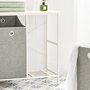 Mobiletto portabiancheria con 2 sacchetti Portabiancheria rimovibili Cesto della biancheria Mobiletto del bagno grigio BZR57-W