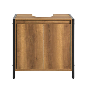 Mobiletto da Bagno Armadietto Sottolavabo da Bagno con 2 Ante a Terra in Legno BZR63-PF